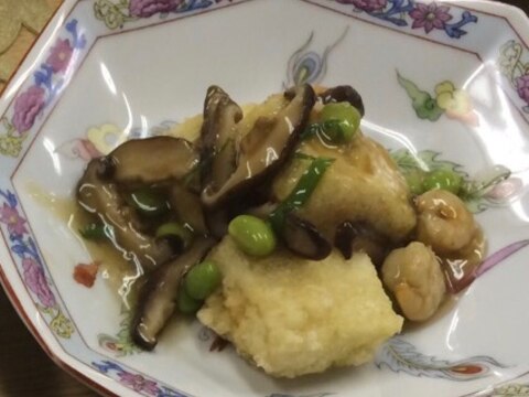 揚げ豆腐のエビあんかけ